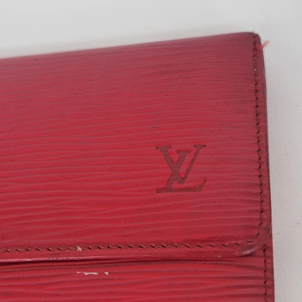 Louis Vuitton Red Epi Leather Long Wallet Card Holder Organizer Authentic